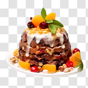 Christmas Pudding - Decorative Christmas Pudding With Fruits Transparent PNG