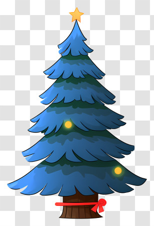 Blue Christmas Tree - Decorative Christmas Tree With Lights Transparent PNG