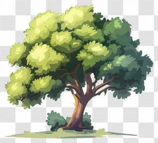 Big Tree - Green Tree With Full Canopy Illustration Transparent PNG