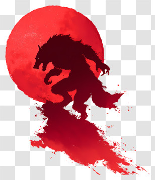 Werewolf Under A Blood Red Moon - Blood Moon Werewolf Silhouette Transparent PNG