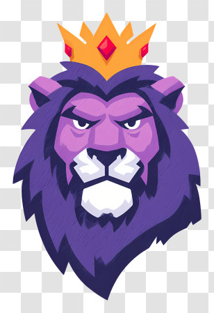 Purple Lion Logo With Crown - Purple Lion With Crown Illustration Transparent PNG