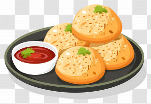 Indian Sweets - Fried Discs With Red Sauce Transparent PNG