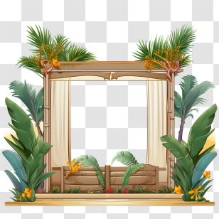Sukkot Frame
 - Bamboo Frame Decorated With Tropical Leaves Transparent PNG