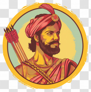 Indian King - Traditional Archer Illustration With Bow And Arrow Transparent PNG