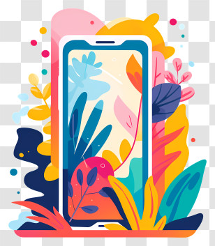 Iphone Frame - Colorful Smartphone Nature Illustration Transparent PNG