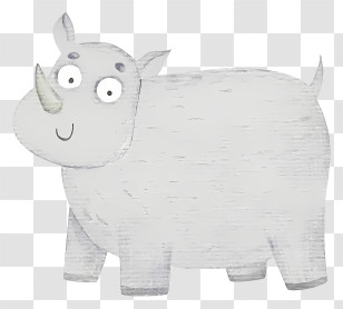 Watercolor Rhinoceros - Smiling Cartoon Rhino Transparent PNG