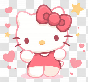 Hello Kitty - Hello Kitty Decorated With Pink Hearts Transparent PNG