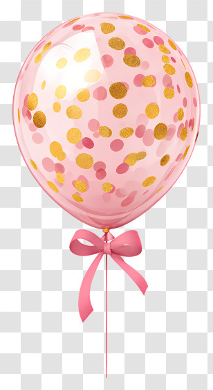 Pink Confetti Balloon - Pink Confetti Balloon With Ribbon Transparent PNG