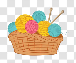 Icon - Basket Of Colorful Yarn Balls Transparent PNG