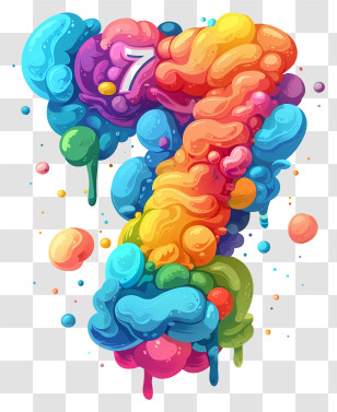 Number 7 - Bubbly Number 7 Design Transparent PNG
