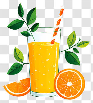 Fresh Orange Juice - Refreshing Orange Juice With Straw Transparent PNG