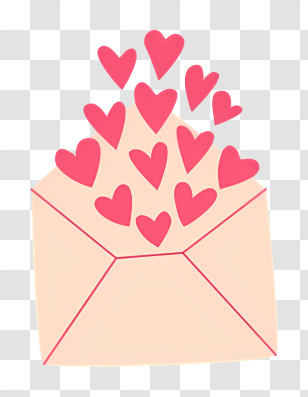 Mail - Romantic Envelope With Red Hearts Transparent PNG