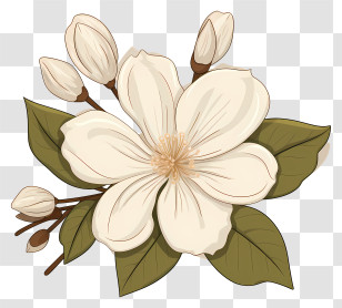 White Flower - Vintage White Floral Design Transparent PNG