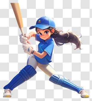 Animated Cricket Player - Girl Playing Cricket With Enthusiasm Transparent PNG