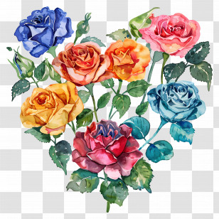 Heart Flower - Watercolor Roses Illustration Transparent PNG