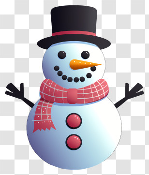 Snowman - Cartoon Snowman With Scarf And Hat Transparent PNG