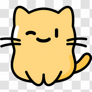 Cat Emoji - Winking Yellow Cartoon Cat Illustration Transparent PNG