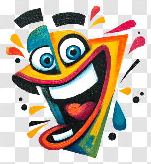 Crazy Emoji - Colorful Abstract Face With Joyful Expression Transparent PNG