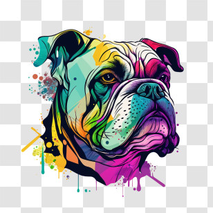 Bulldog Head
 - Colorful Bulldog Art Illustration Transparent PNG