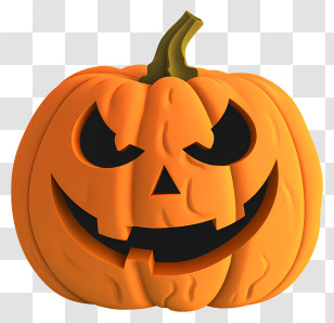 Pumpkin - Halloween Carved Pumpkin With A Scary Expression Transparent PNG