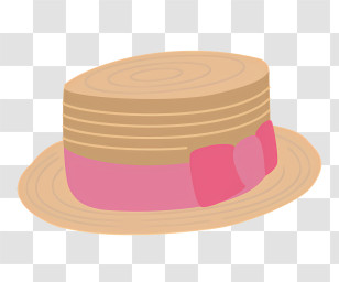 Fashion - Straw Hat With Pink Ribbon Transparent PNG