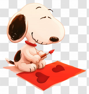 Snoopy Love - Cartoon Dog Painting Hearts Transparent PNG