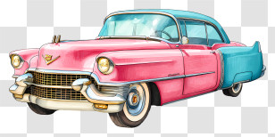 Cadillac - Classic Red Vintage Car Transparent PNG