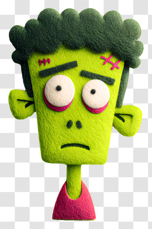 Spooky Zombie - Funny Green Cartoon Character Transparent PNG
