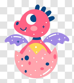 Pink Dragon - Cute Baby Dragon In Egg Transparent PNG