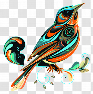 Line Art - Abstract Colorful Bird Illustration Transparent PNG
