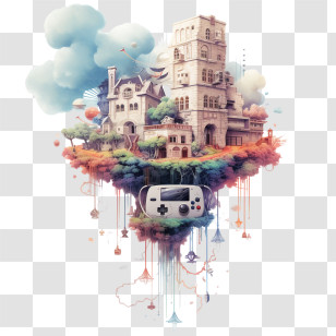Video Games Day
 - Floating Island With Castle And Game Controller Transparent PNG