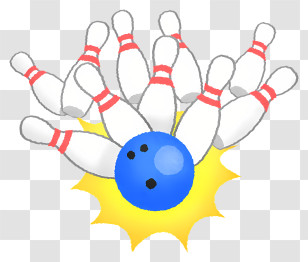Bowling - Bowling Ball Striking Pins Transparent PNG