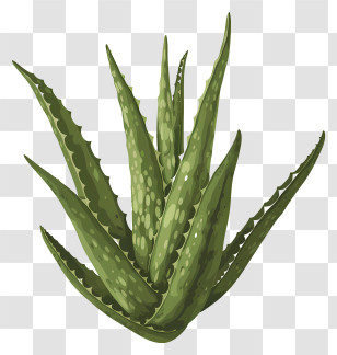 Aloe Vera Leaf - Detailed Aloe Vera Plant Illustration Transparent PNG