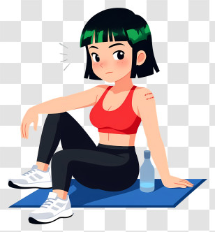 Cartoon Girl Sitting - Woman Exercising On Yoga Mat Transparent PNG