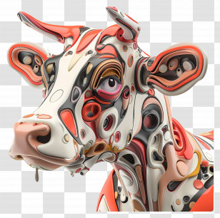3d Cow - Abstract Cow In Modern Art Transparent PNG