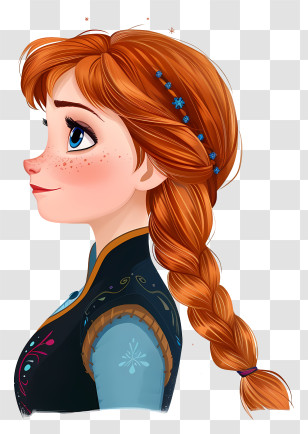Frozen Anna Princess - Cartoon Girl With Braided Red Hair And Blue Eyes Transparent PNG
