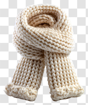 Wool Scarf Knit - Cozy Cream Knitted Scarf Transparent PNG