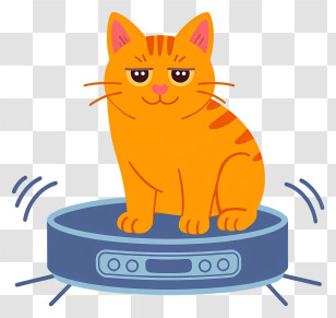 Cat Lying On Robot Vacuum Cleaner - Smug Orange Cat On Robot Vacuum Transparent PNG