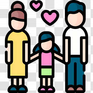 Family - Cartoon Family With Hearts Transparent PNG