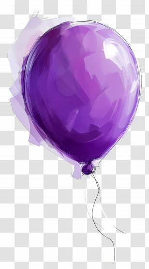 Single Balloon - Purple Balloon Drawing In Vibrant Style Transparent PNG