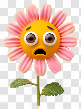 Flower - Sad Cartoon Flower With Expression Transparent PNG