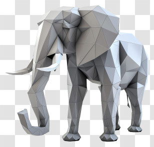 Elephant - Elegant Geometric Elephant Sculpture Design Transparent PNG