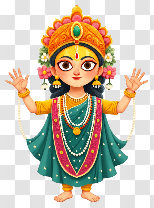 Goddess Subhadra - Ornate Crowned Character Illustration Transparent PNG