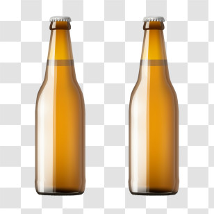 Beer Bottle - Two Brown Bottles With Caps Transparent PNG