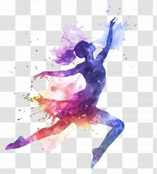 Dancer - Colorful Dancing Silhouette With Splash Effect Transparent PNG