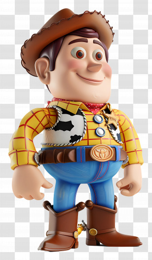 3d Cartoon - Toy Cowboy Figure With Yellow Shirt Transparent PNG