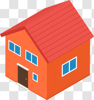 Icon - Red-Roofed Cartoon House Transparent PNG