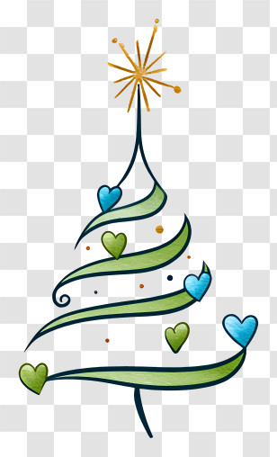 Simple Christmas Tree - Stylized Heart Ribbon Christmas Tree Transparent PNG