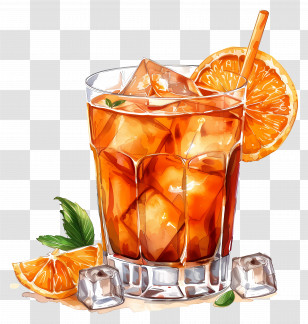 Cocktail With Ice - Refreshing Iced Drink With Lemon Transparent PNG