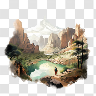 National Park Service Founders Day - Beautiful Mountain Landscape With Hiker Transparent PNG